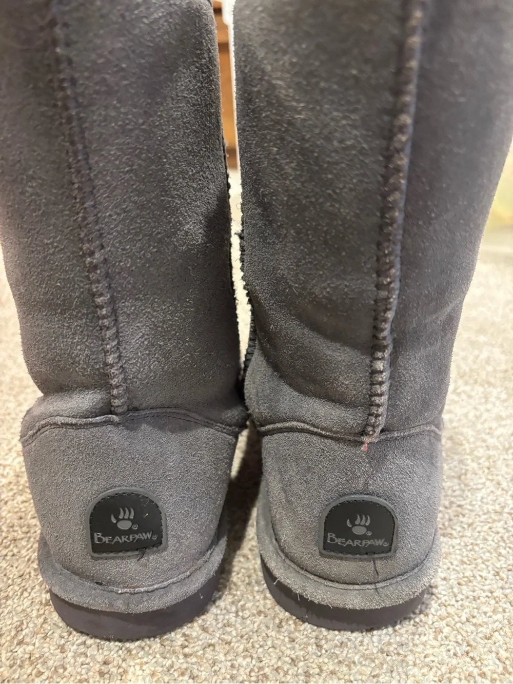 Bearpaw Gray Suede Shearling Boots